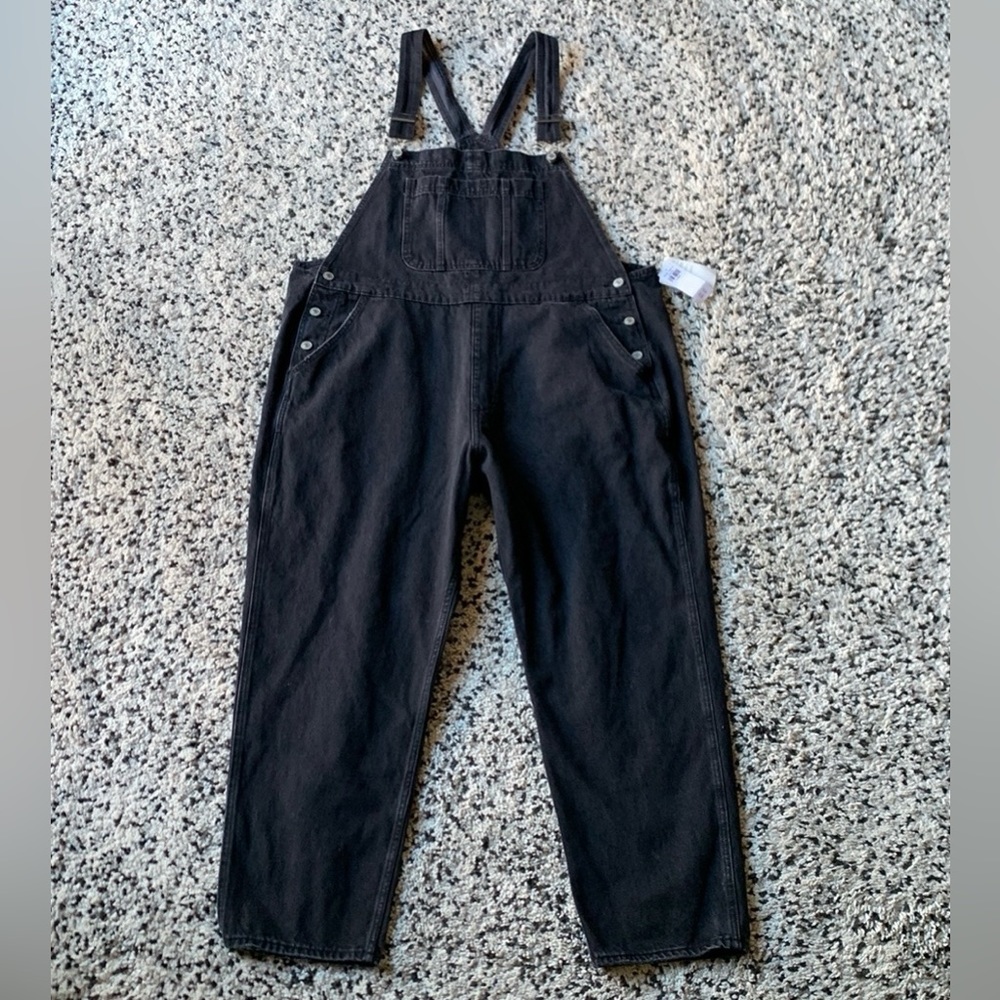 Abercrombie & Fitch Black Denim Overalls Jumpsuit Women’s Size XL